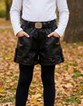 Girl leather shorts