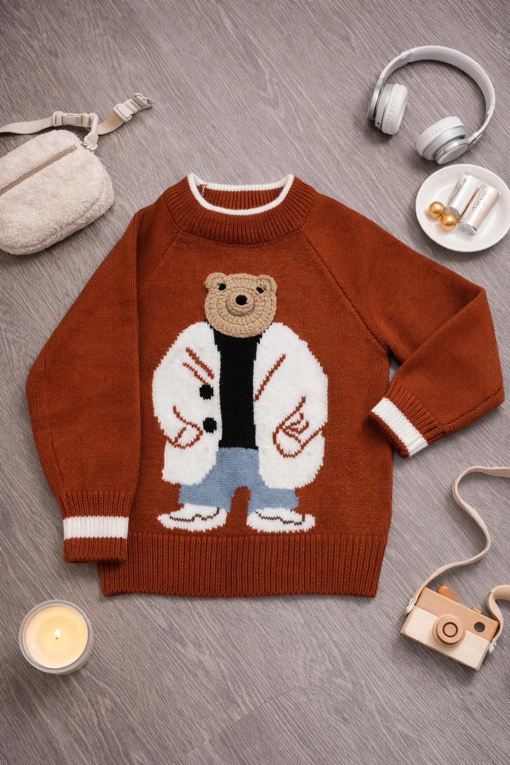 Teddy orange wool top
